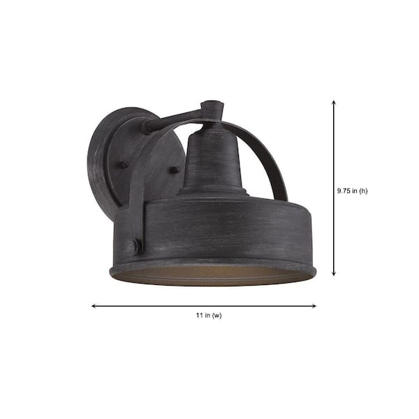 Designers Fountain - Portland Weathered Pewter Dark Sky 1-Light Outdoor Line Voltage Hardwired Porch Light Wall Sconce with No Bulb Included