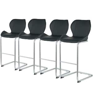 39.37 in. H Black PU Metal Frame Bar Stool for Dining and Kitchen(set of 4)