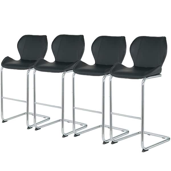 Unbranded 39.37 in. H Black PU Metal Frame Bar Stool for Dining and Kitchen(set of 4)