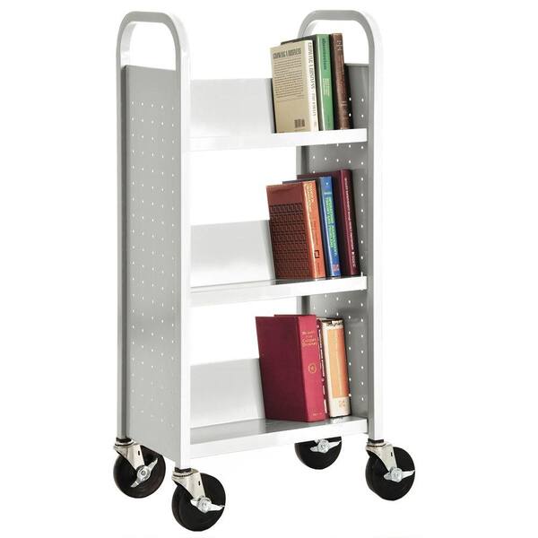 Sandusky 46 in. White Metal 3-shelf Cart Bookcase with Locking