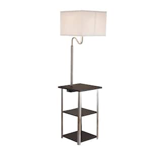 58 in. Silver 1 Light 1-Way (On/Off) Tree Floor Lamp for Bedroom with Cotton Square Shade