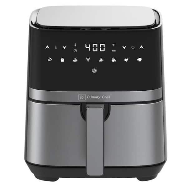 Unbranded 5.5-Quart Electric Air Fryer, Adjustable Temperature Touch Panel Control One-Touch Cook Functions in Black and Stainless