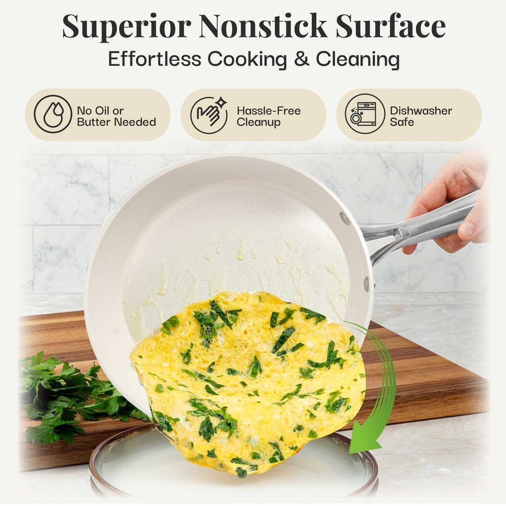 Cream Hammered 15-Piece Nonstick Ceramic Cookware and Bakeware Set