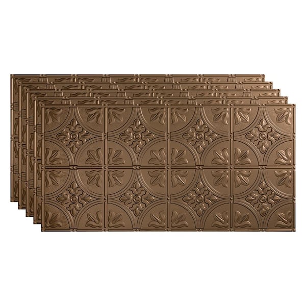 Fasade Traditional #2 2 ft. x 4 ft. Glue Up Vinyl Ceiling Tile in Argent Bronze (40 sq. ft.)