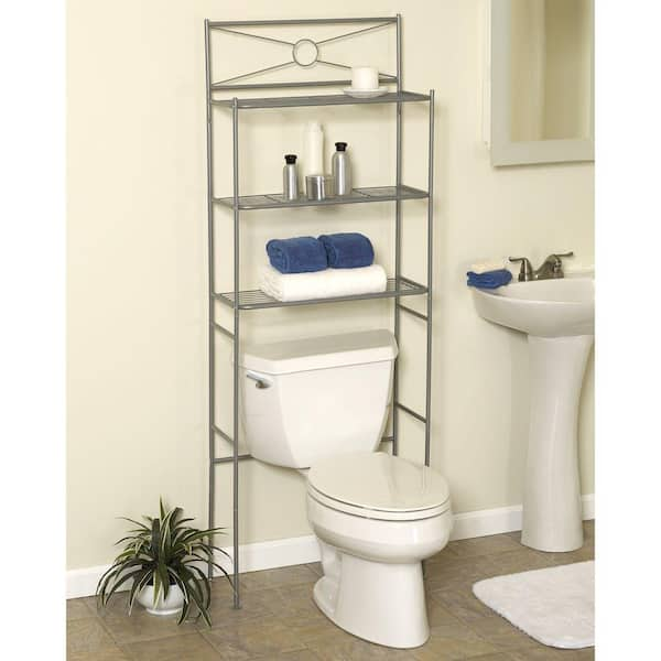 1pc Over The Toilet Storage Rack, 3-Tier Bathroom Organizer,  Multi-functional Bathroom Shelves, Free Standing Space Saver Stands Rack  For Toilet, Bath