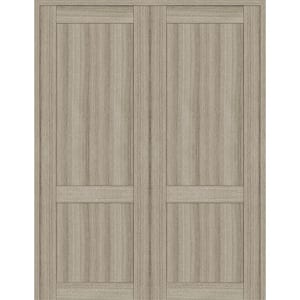 2 Panel Shaker 56 in. x 84 in. Both Active Shambor Wood Composite Solid Core Double Prehung Interior Door