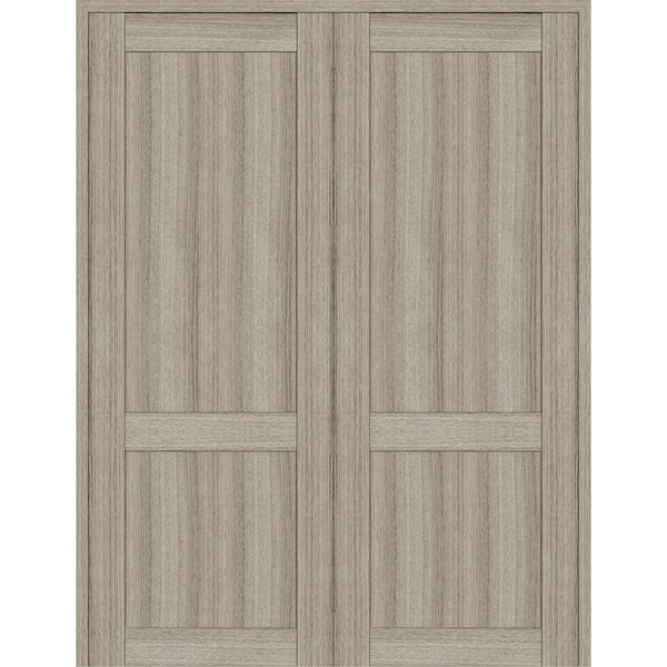 Belldinni 56 in. x 84 in. 2-Panel Shaker Both Active Shambor Wood Composite Solid Core Double Prehung Interior Door