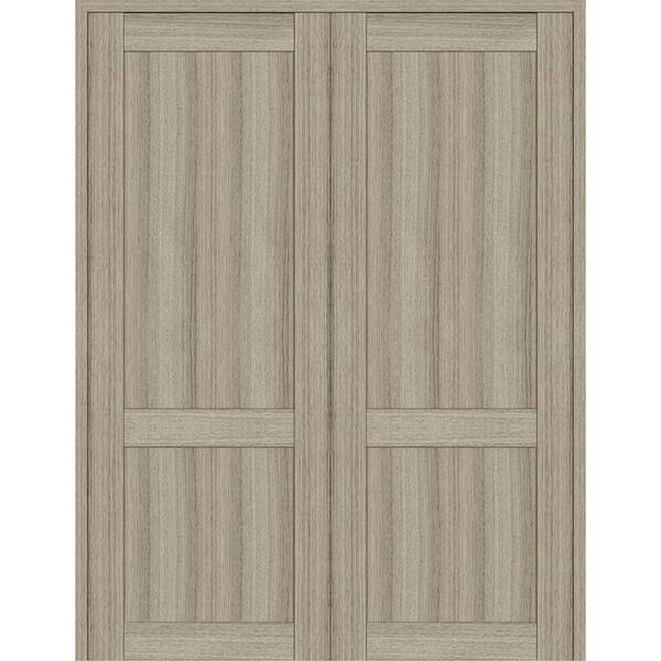 Belldinni 2 Panel Shaker 64 in. x 96 in. Both Active Shambor Wood Composite Solid Core Double Prehung Interior Door