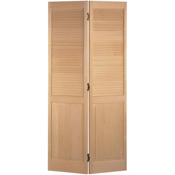 Masonite 36 in. x 78 in. Half-louvered Unfinished Hollow Core Pine Bi-fold Interior Door