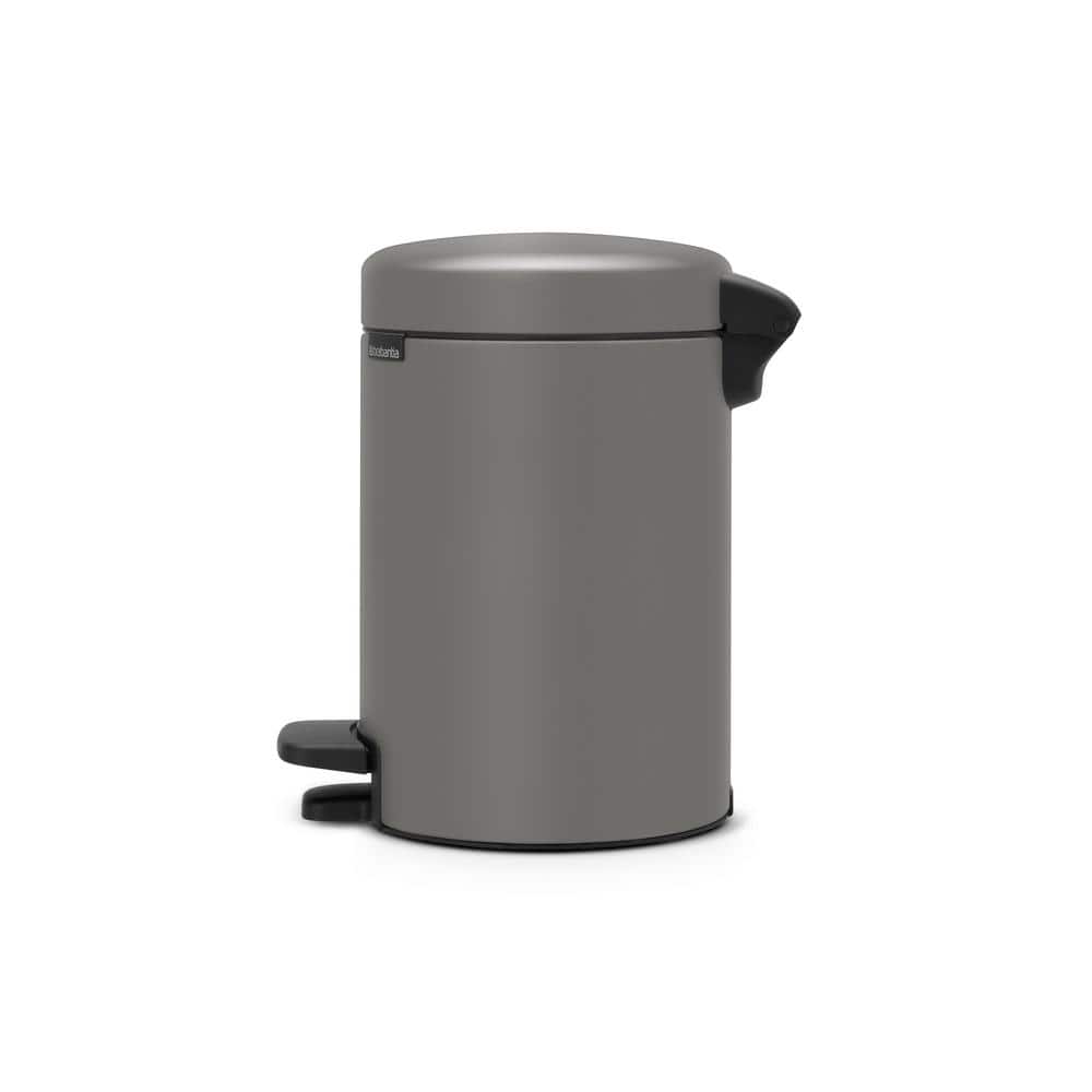 Concrete Gray Plastic Pedal Bathroom Bin, 3 Liter