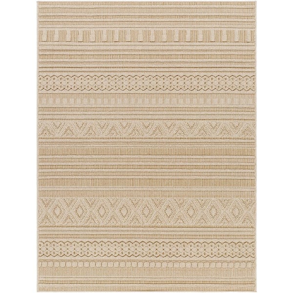 Rockport Aqua/Taupe Modern 5 ft. x 7 ft. Indoor/Outdoor Area Rug