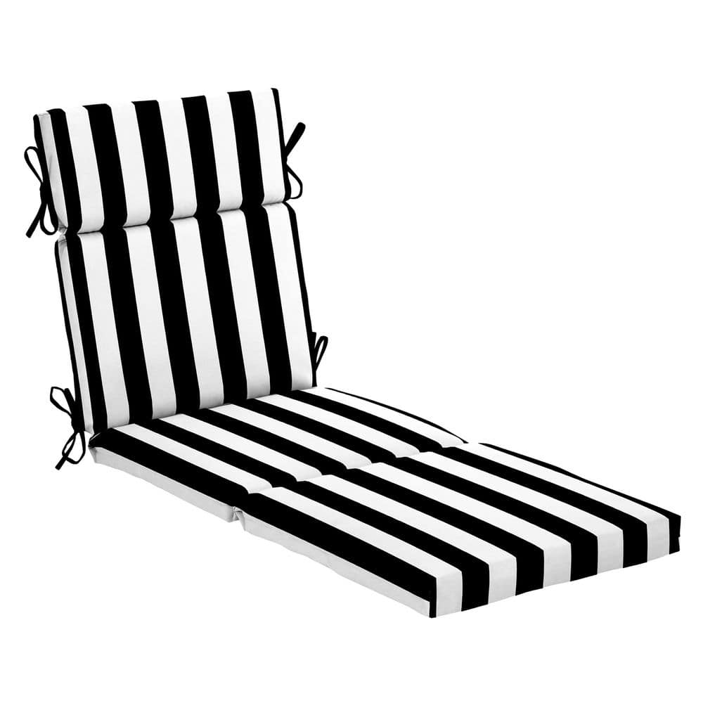 22 in. x 77 in. 2-Piece Outdoor Chaise Lounge Cushion, Black Cabana Stripe price history on PriceWatchPro