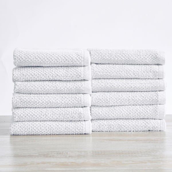 FRESHFOLDS Gray Solid 100% Cotton Ribbed Hand Towel (Set of 4)