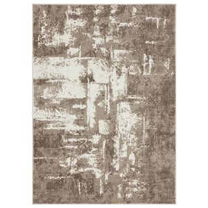 Hampstead Collection Beige 9x12 Modern Abstract Polypropylene Area Rug