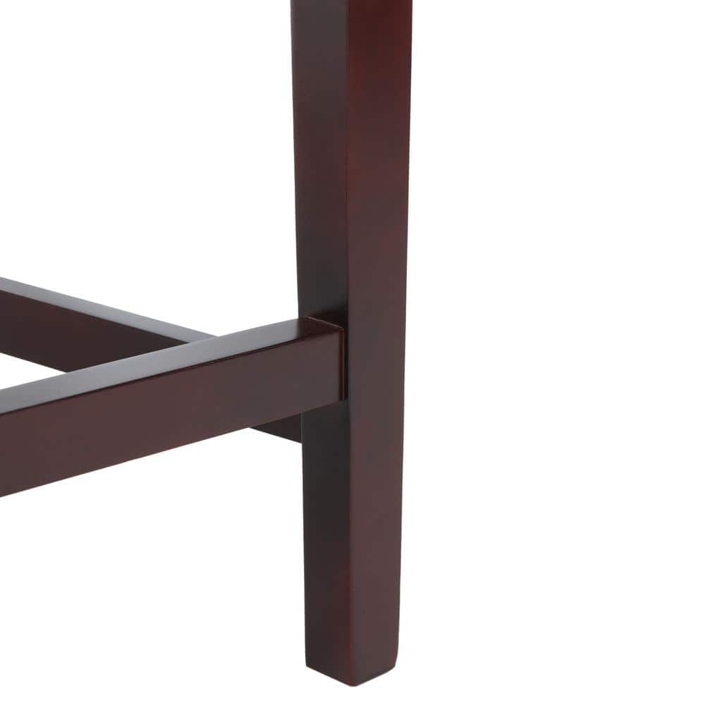 Brown Leather and Wood Parsons Counter Stool