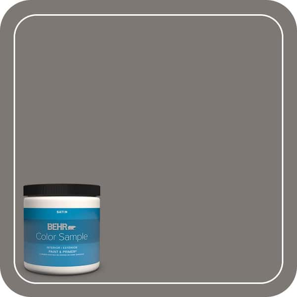 BEHR PREMIUM PLUS 8 oz. #790F-5 Amazon Stone Satin Enamel Interior/Exterior Paint & Primer Color Sample