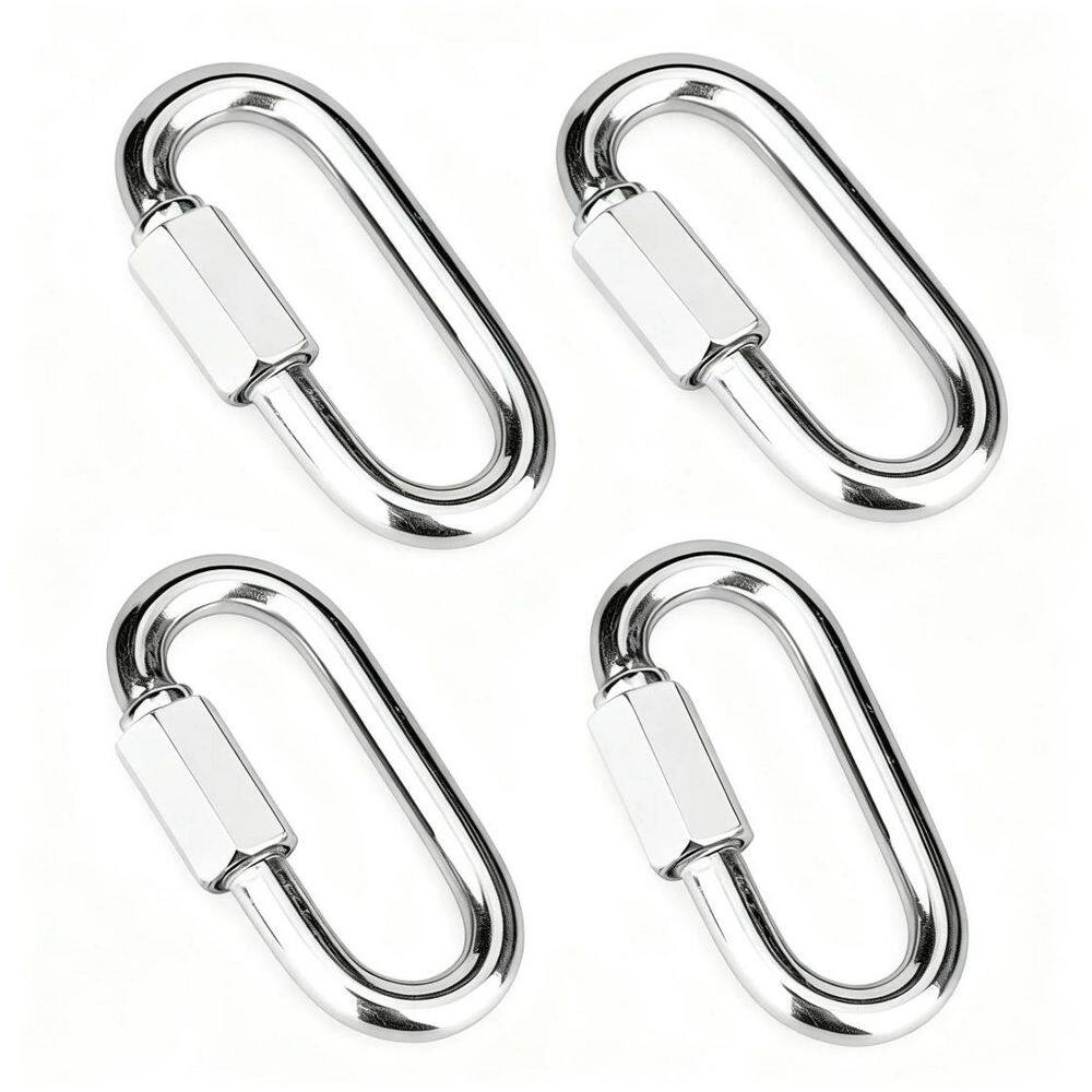 304 Stainless Steel Quick-Link Spring Snap Carabiners 0.4 x 3.5 x 1.6 Inches 2400 lbs Load Capacity 4-Pack price history on PriceWatchPro