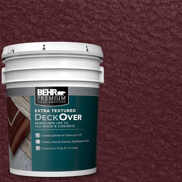 BEHR Premium Extra Textured DeckOver 5 gal. #SC-106 Bordeaux Extra Textured Solid Color Exterior Wood and Concrete Coating