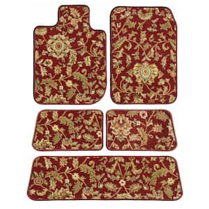 Ford Explorer Red Oriental Carpet Car Mats, Custom Fit for 2006-2010 - Driver, Passenger, 3rd and 4th Row Mats (4-Piece)