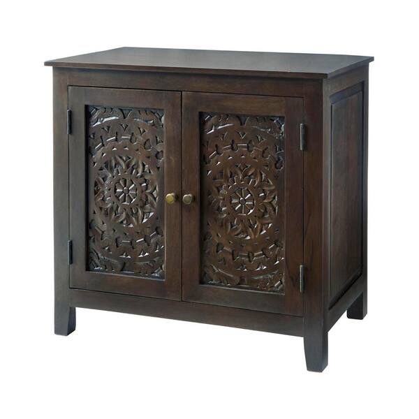 Home Decorators Collection Katya Dark Coffee Brown Hand Carved Wood Nightstand (32 in W. X 30 in H.)