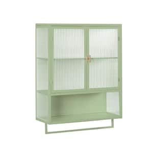 Anky 23.62 in. W x 9.06 in. D x 30.71 in. H Bathroom Storage Wall Cabinet with Glass Door and Towel Rack in Green