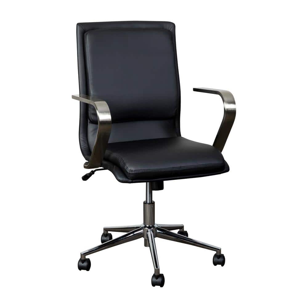 Carnegy Avenue Black/Chrome Leather/Faux Leather Office/Desk Chair