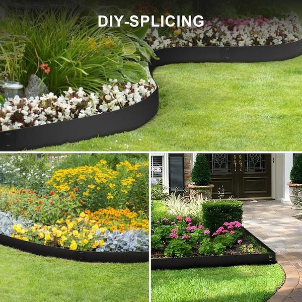 Steel Landscape Edging 40x8 VEVOR Steel Landscape Edging, 3 Packs 40 X 8 In Rust Resistant Metal Landscape Edging, Bendable Garden Edging Border Black ZY-40X8-3Black - Best Buy Garden Edge