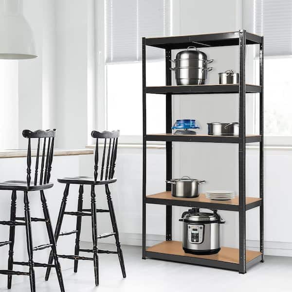2-Piece Black 5-Tier Heavy Duty Steel Garage Storage Shelving Unit Adjustable 72 in.W x 72 in.H x 16 in.D