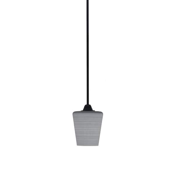Unbranded Madison 100-Watt 1-Light Matte Black Shaded Pendant Light with 6 in. Gray Matrix Shade, No Bulb Included