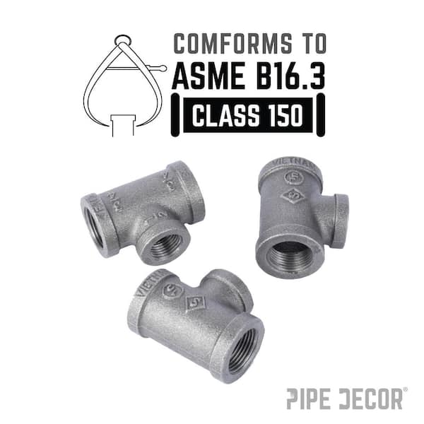 PIPE DECOR 1 in. Iron Black 4-Way FPT x FPT x FPT x FPT Side Outlet Tee  Fitting (4-Pack) PDB SOT-1-4 - The Home Depot