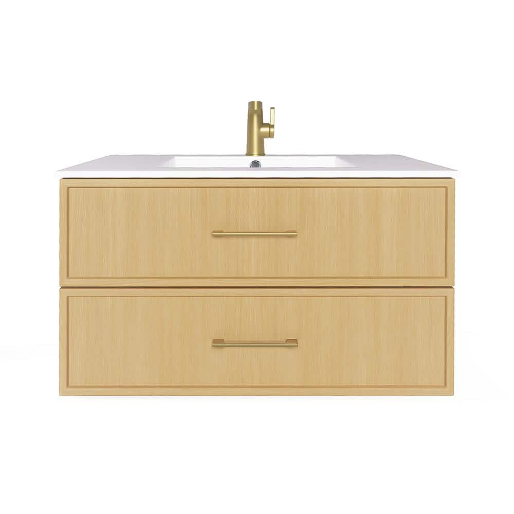 Cassidy 36" Natura Wall-Mounted Vanity with Cultured Marble Top