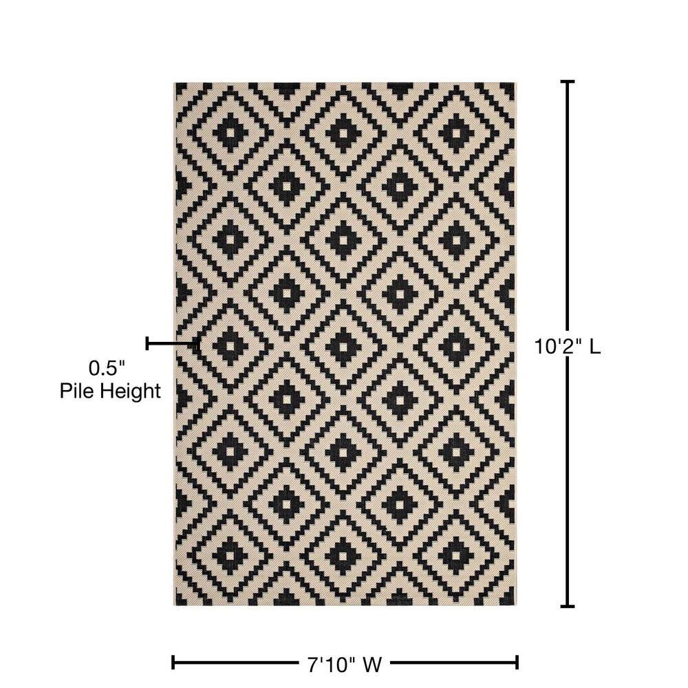 Perplex Black and Beige Geometric Diamond 8' x 10' Area Rug