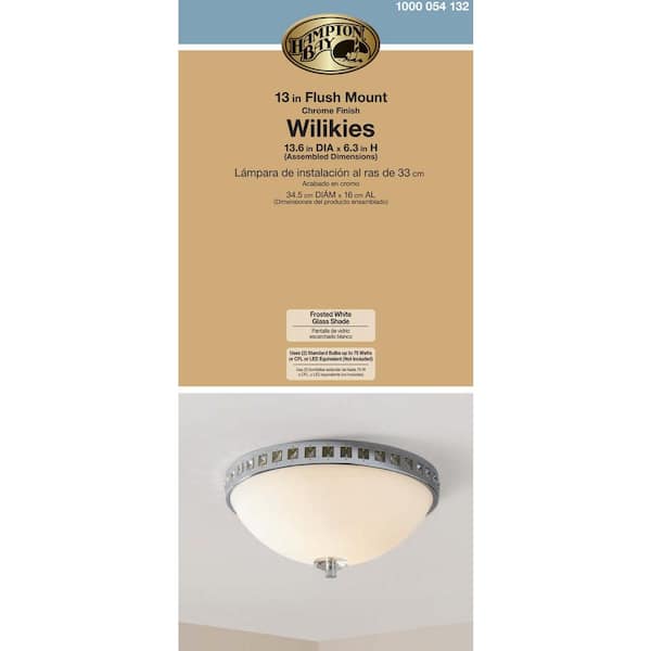 Hampton Bay 13.6 in. 2-Light Polished Chrome Flush Mount with