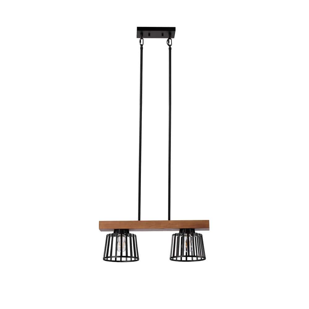 2-Light Modern Black Chandelier with Cylindrical Iron Shades，For Living Room and Kitchen Island price history on PriceWatchPro