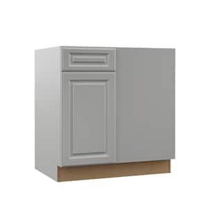 Designer Series Elgin Assembled 33x34.5x23 in. Blind Right Corner Base Kitchen Cabinet in Heron Gray