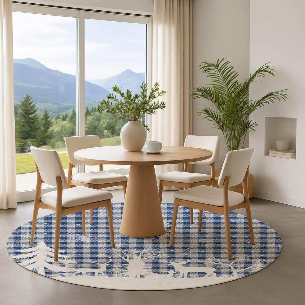Mayfield Premium Machine Washable Abstract AMF1824 Blue 8 ft. x 8 ft. Round Rug price history on PriceWatchPro