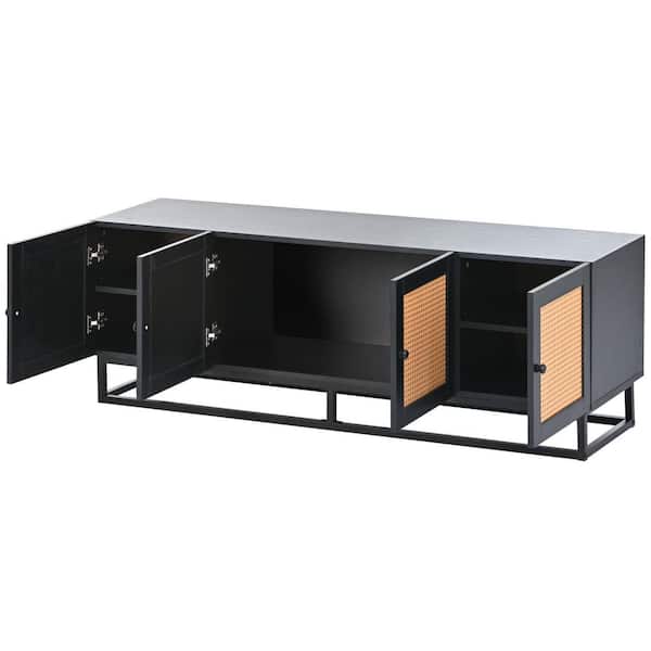 Unbranded 57.8 in. W x 15 in. D x 20.1 in. H Bathroom Black Linen Cabinet
