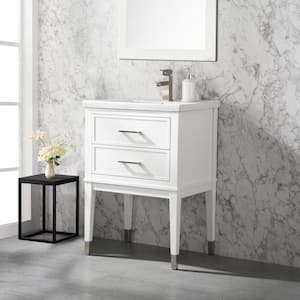 Clara 24 in. W x 18.5 in. D Bath Vanity in White with Porcelain Vanity Top in White with White Basin