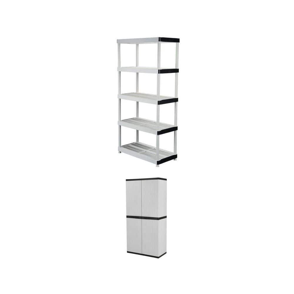 HDX Premium One 35 in. W x 71.7 in. x 18.5 in. D 4-Shelf Resin