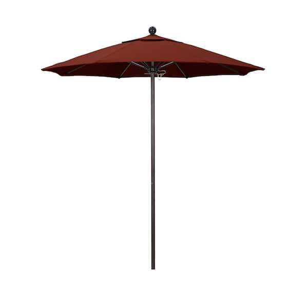 California Umbrella 7.5 ft. Bronze Aluminum Commercial Market Patio Umbrella with Fiberglass Ribs and Push Lift in Henna Sunbrella