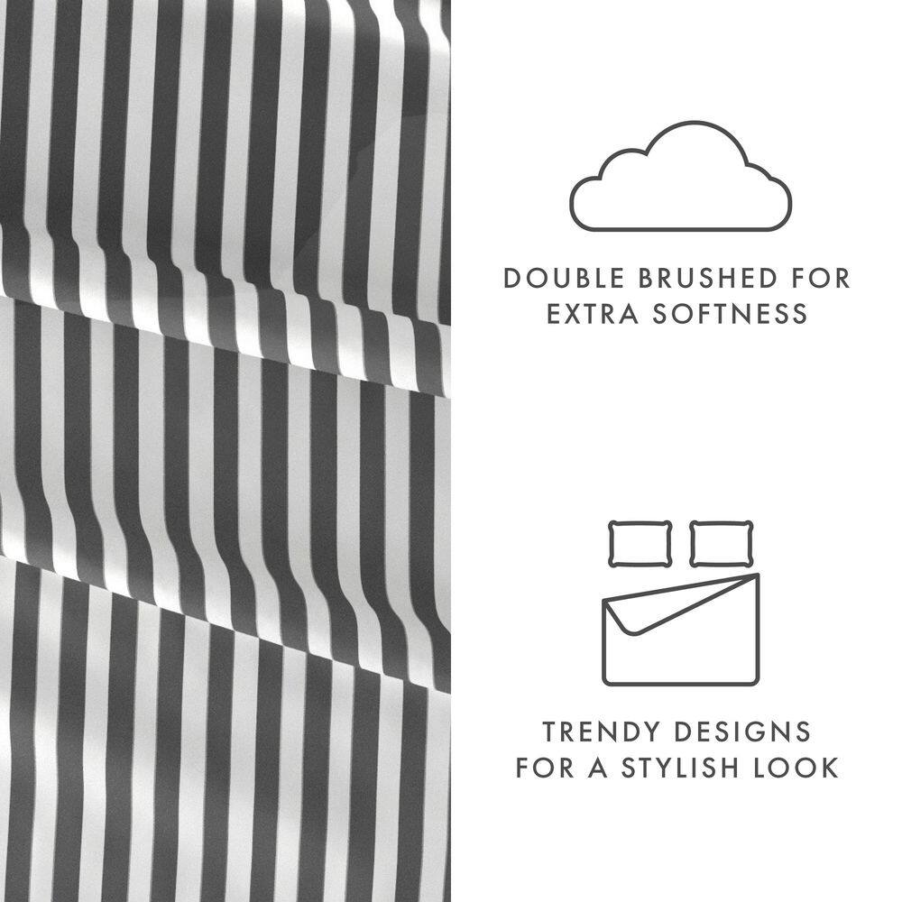King Size Gray Chevron Microfiber Pillow Cover Set