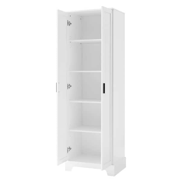 23.3 in. W x 16.9 in. D x 71.2 in. H White Linen Cabinet with 2 Doors and Adjustable Shelves