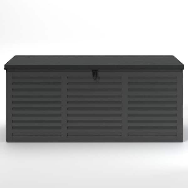 BTMWAY 130 Gal. Black Upgraded Resin Deck Box, Outdoor