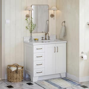 Taylor 37 in. W x 22 in. D x 36 in. H Freestanding Bath Vanity in White with Pure White Quartz Top