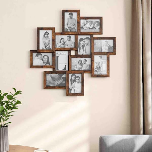 4 in. x 6 in. Rustic Brown Collage Picture Frame (Set of 12)