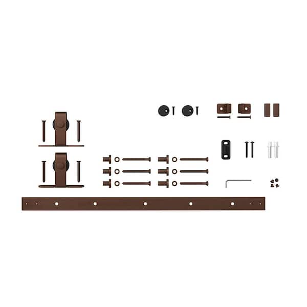 American Pro Decor 4 ft. Oil Rubbed Bronze Solid Steel Mini Sliding Rolling Barn Door Hardware Kit for Single Furniture Wood Doors
