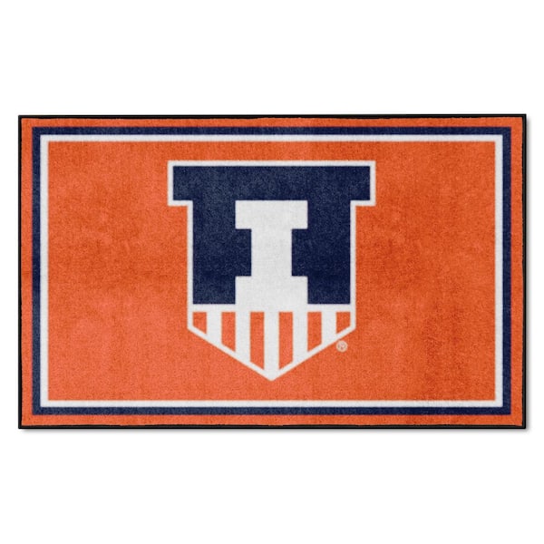 FANMATS Illinois Illini Orange 4 ft. x 6 ft. Plush Area Rug