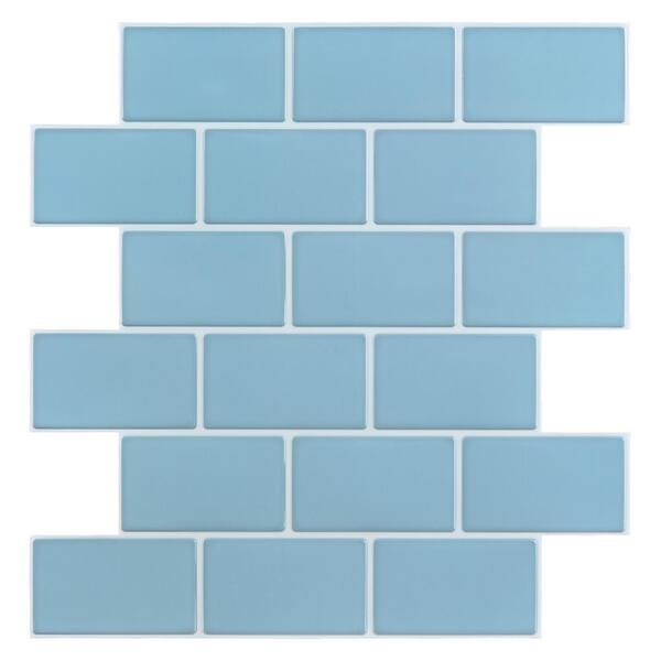 Art3d Subway Sky Blue 12 in. x 12 in. Vinyl Peel and Stick Tile ...