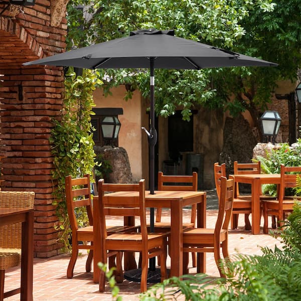 JOYESERY 7.5 ft. Patio Market Umbrellas with Crank and Tilt Button in Anthracite Gray