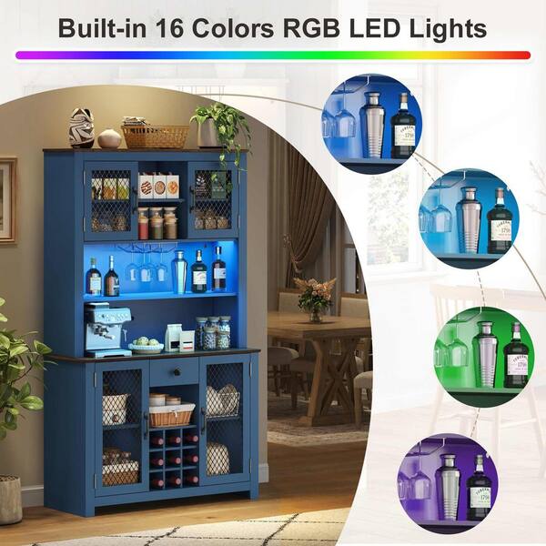 Polibi Navy Blue 47.10 in. W x 70.90 in. H Pantry Storage Cabinet